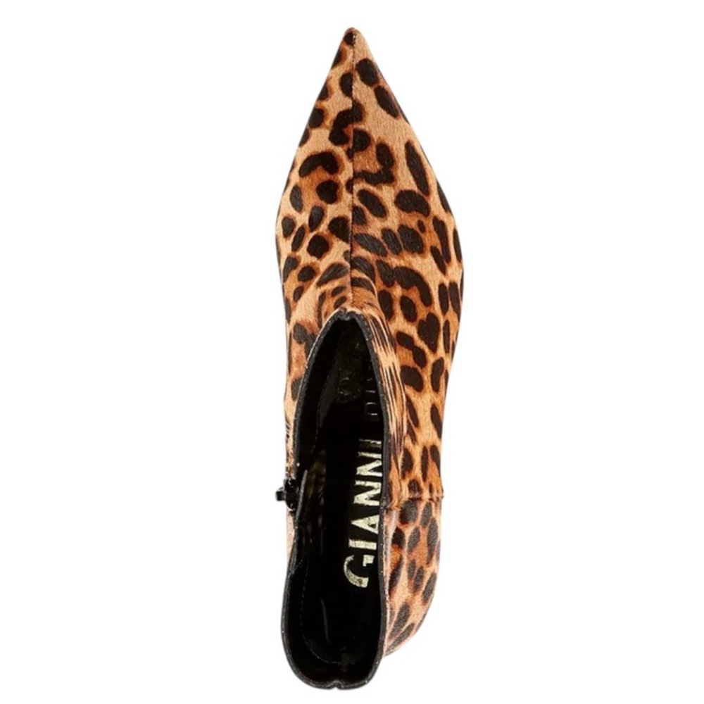 Gianni Bini Leopard Ankle Booties Real Leather Geniune Fur